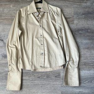 Gucci Button Up Long Sleeve Beige Utlitarian Style Shirt